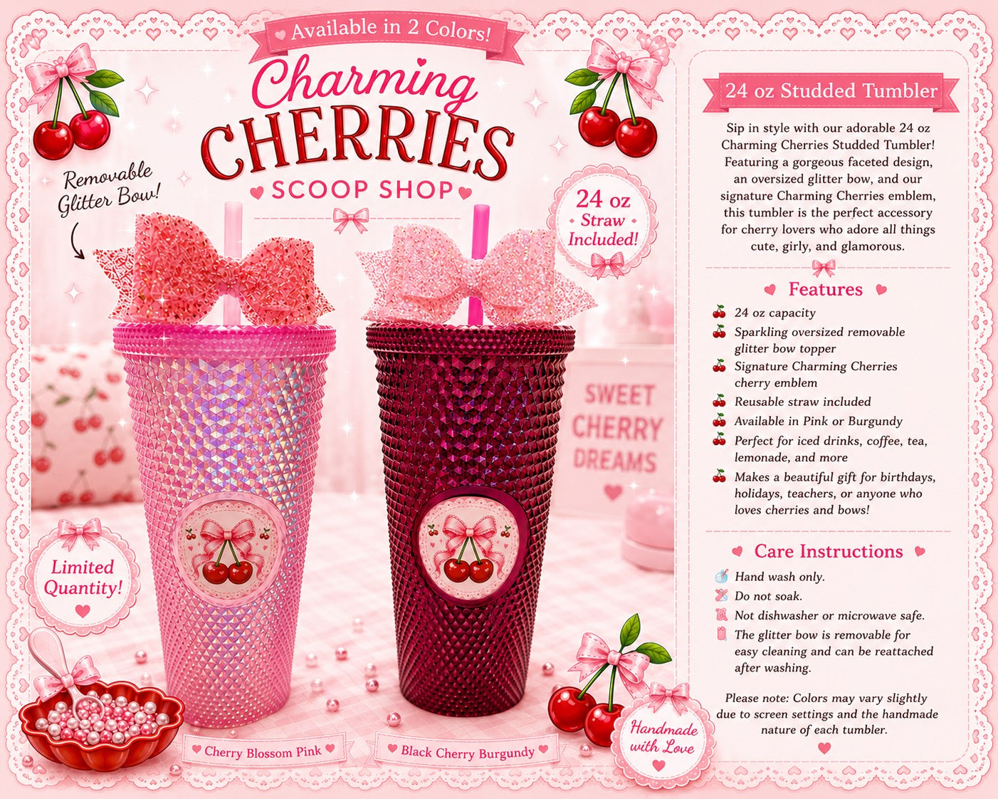 24 oz. Charming Cherries Tumbler
